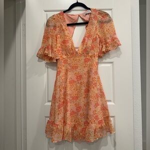 Petal & Pup Peach Floral Mini Dress